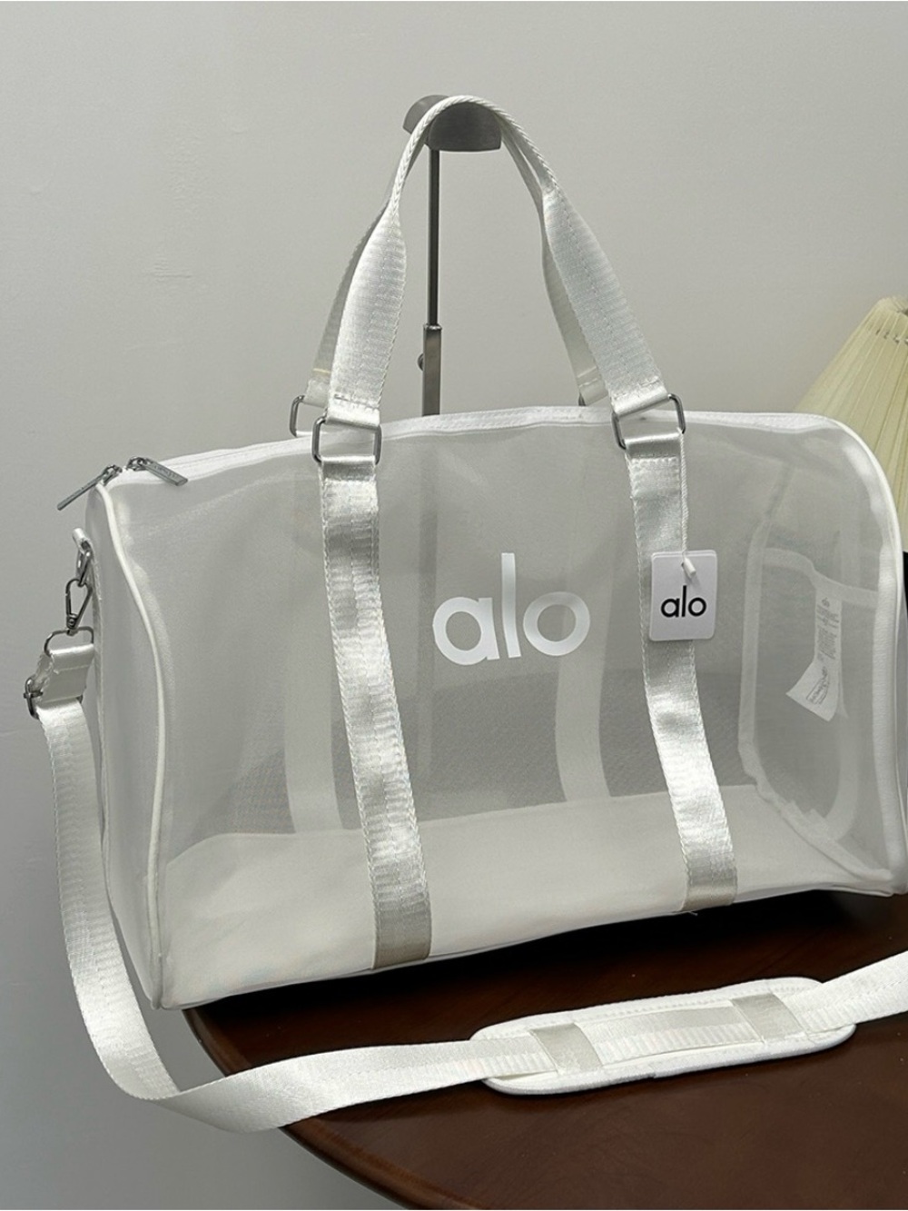 ALO Yoga White Clear Mesh Travel Tote